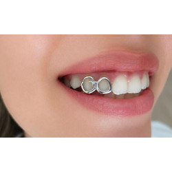 2 teeth Gold Star Grillz with Swarovski Z310