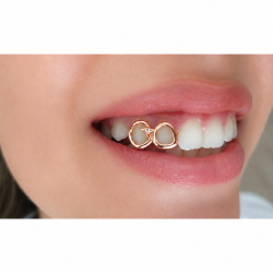 2 teeth Gold Star Grillz with Swarovski Z310