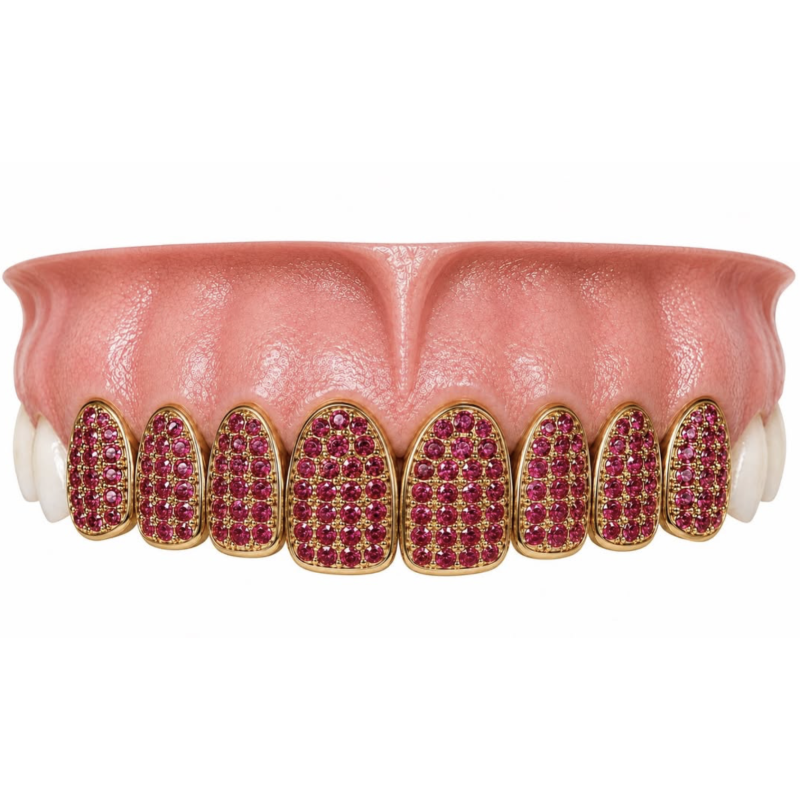 8 Teeth Iced Out Ruby Swarovski  Grillz Z317