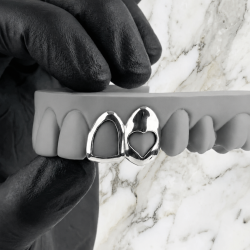 2 teeth Heart and Frame Grillz Z323