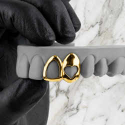 2 teeth Heart and Frame Grillz Z323