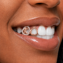 2 teeth Initial and Swarovski Grillz Z348
