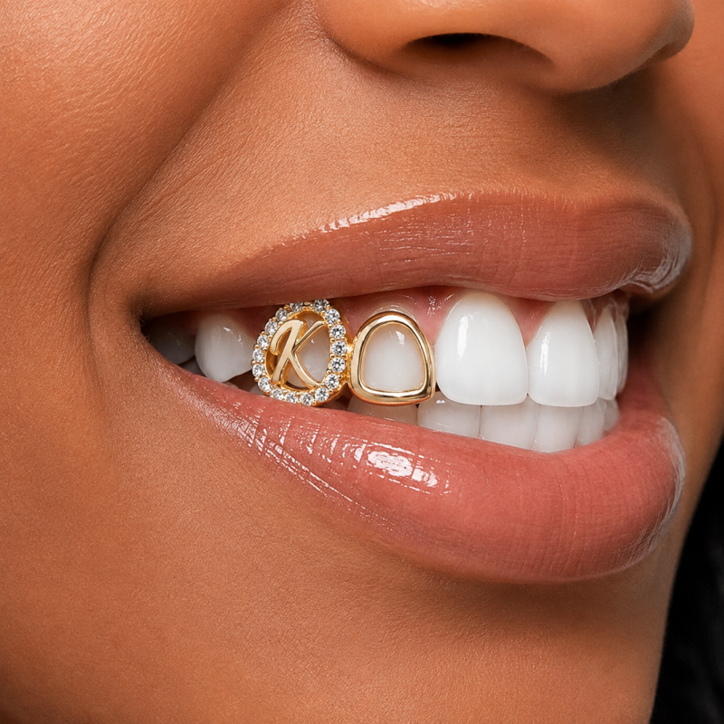 2 diş Harfli ve Swarovski Grillz Z348