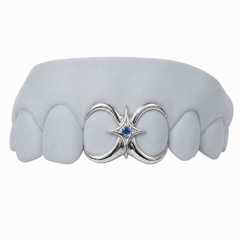 2 Diş Swarovski Taşlı Yıldız Grillz Z381