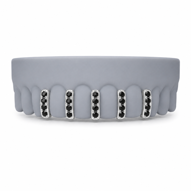 5 diş Siyah Swarovski Taşlı Bar Grillz Z386