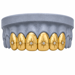 6 Diş Swarovski Taşlı Yıldız Grillz Z404