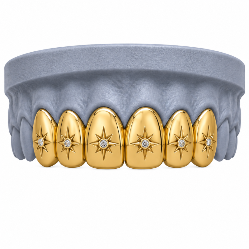 6 Teeth Swarovski Star Grillz Z404